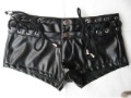 Black Anti - Wrinkle Breathable Leather Women Bermuda Shorts