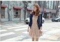 Breathable Off - Shoulder Lace Polyester  /  Cotton Women Apricot Ladys Dress