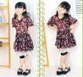 Short Sleeve With Ribbons Floral Chiffon Baby Skirts