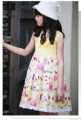 Yellow Lace Girls Cotton Sleeveless Bowknot Knee-length Skirts