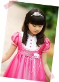 Red Lace Girls Nylon Short Sleeve Bowknot Knee-length Skirts