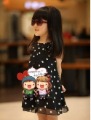 Girls' Above Knee Cap Sleeve Silhouette Sleeveless Washable Fabric Full of Spots Chiffon Short skirt