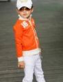 Boy High Collar Zipper Polyester Fabric Leisure Letters Orange Colour Children's Coat