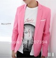 Men's Pink Narrow Lapel Single-breasted Leisure Coats