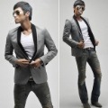 Men's Slim Single-breasted Plaid Business Formal Coats