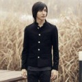 Men's Black Single-breasted Square Collar Thin Body Coats