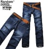 Men's Body-shaped Straight Waist Dark Blue Jeans