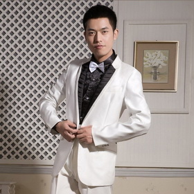 Men's White Waterproof Windproof Anti-Shrink Anti-Wrinkle Breathable Bridegroom Suit