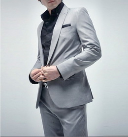 Men's Slim Lapel Light Gray One Button Suits