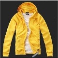 Men's Yelloow Cotton Zipper Even Cap Long Sleeves Jacket