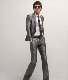 Men's Silver Split Side One Button Suits