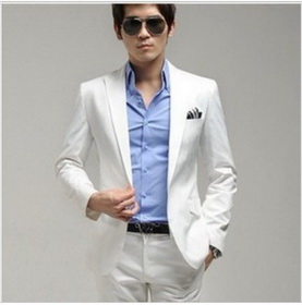 Men's Casual Slim White Side Split Suits