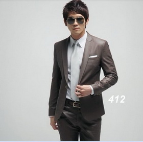 Men's Casual Slim Coffee Side Split Suits
