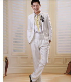 Men's White One Button Single-breasted Gentleman Suits