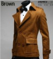 Pocket Long Sleeve Double-breasted Mans Winter Cagoule Coat