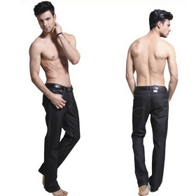 Men's Black Straight Leg Loose Jeans