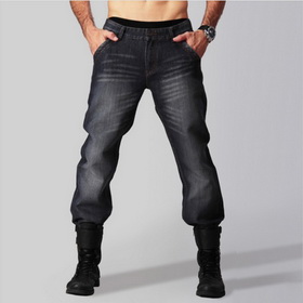 Men's Washed Loose Leg Big Pocket Dark Grey Jeans