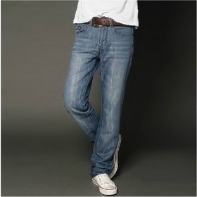 Men's Lightning Stripes Straight Thin Leg Washed Jeans