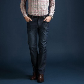 Men's Navy Blue Lycra Straight Leg Jeans