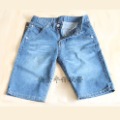 Men's Loose Leg Wrinkled Washing Blue Short Jeans