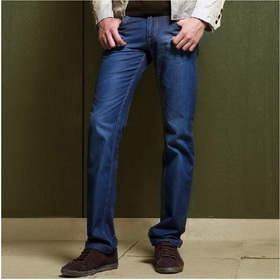 Men's Straight Leg Dark Blue Waterproof Windproof Washed Jeans