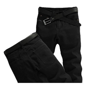 Men's Fade Free Windproof Loose Leg Pure Black Jeans