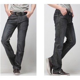 Men's Fadeproof Waterproof Windproof Straight Leg & Waist Flame Stripes Black Loose Jeans