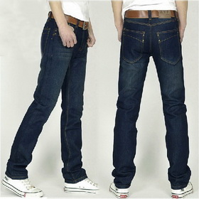 Cotton Casual Material Cotton Closure Classic Straight Leg Men's Dark Blue Jeans