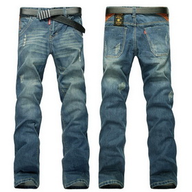 Men's Cotton Mid Waist South Korea Classic Straight Leg Jeans