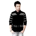 Men's V-neck Black Woolen Blends Sweater