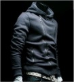 More Zipper Men's Even Cap Long Sleeve Cotton Sweater
