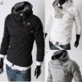 Men's High Collar Cotton Hoodie Even Cap Slim Fit Jacket
