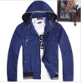 Men's Casual Light Blue Even Cap Zipper Cotton Jacket