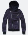 Men's Purple Cotton Long Sleeves Leisure Side Zipper Hoodies