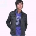 Men's Slim Type High Collar Zipper Black Jacket