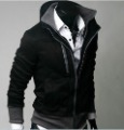 Men's Warm Cotton Double Zipper High Collar Long Sleeves Outerwear