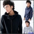 Men's Cotton Even Cap Zipper Long Sleeve Sweater Jacket