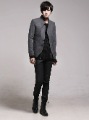 Gray Unbalance 2 Button Casual Men's Wool Jacket