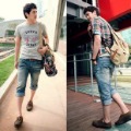Men's Summer Washing Old Straight Waist Slim Type Capri Pants