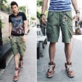 Men's Cotton Loose Leg Big Pocket Washed Shorts
