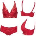 Anti-Bacterial Anti-Static Breathable Eco-Friendly Cotton Red Silk Embroidery Sexy V-neck Underwear