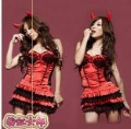 Women Red Sexy Strapless Lace Halloween Costumes