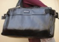 Men's Open Zipper PU Leather Black Dual-use Shoulder Bag