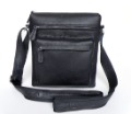 First Layer Cowhide Leather Men's Black Shoulder Messenger Bag