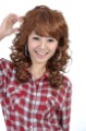 Female Capless Long Synthetic Golden Brown Big Curly Wavy Hair Wigs