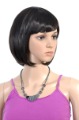 Full Bang Capless Silky Black Straight Wave Non-Remy Full Lace Short Hair Wigs