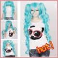Fashion Jerry Curl Hair Full Lace Wig Long Light Blue Synthetic Hair Wigs