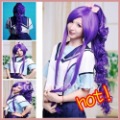 Fashion Jerry Curl Hair Full Lace Wig Long Light Purple Synthetic Hair Wigs