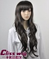 Black Long Curl Silk Neat Bang Fashion Full Lace Wig