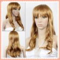 Non-Remy Gold Color Long Curl Full Lace Wig